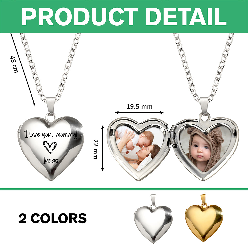 Custom Photo I Love You, Mommy Heart Locket Necklace Mother's day Gift HA75 920702