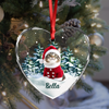 Custom Photo Cat Heart Shaped Glass Ornament For Christmas HA75 897242