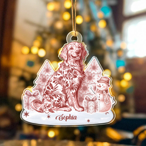 Personalized Name Dog Toile De Jouy Christmas Acrylic Ornament LM32 895045