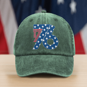 1776 America Patriotic Independence Day Washed Denim Baseball Cap HO82 900362