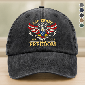 250 Years Of Freedom 1776 - 2026 USA 250th Anniversary Washed Denim Baseball Cap HA75 898052