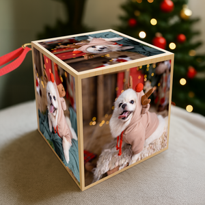 Custom Dog Photo Merry Christmas Cube Ornament For Dog Lover TH10 894523