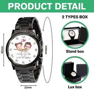 Custom Photo Face Tattoo Couple - Personalized Photo Men's Wrist Watch HO82 893796