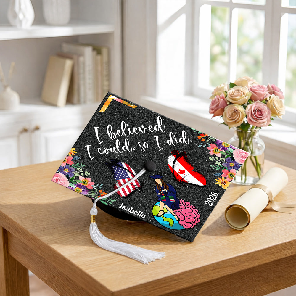 Custom Name Butterfly You Gave Me My Wings National Graduation Cap Topper LM32 899271