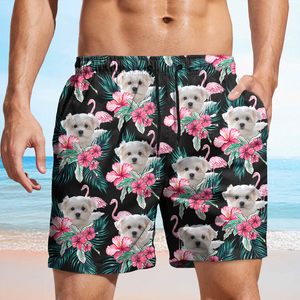 Custom Funny Photo Dog Flamingo Beach Short Summer Gift For Dog Lovers HA75 892454