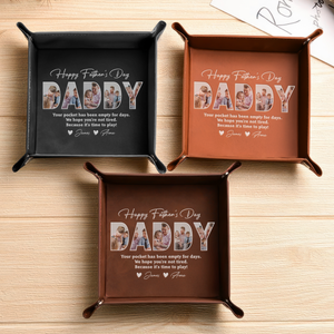 Custom Photo Happy Father's Day Family Leather Valet Tray LM32 893615
