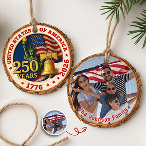 Custom Family Photo United States of America 250 Years Wood Slice Ornament HO82 900126