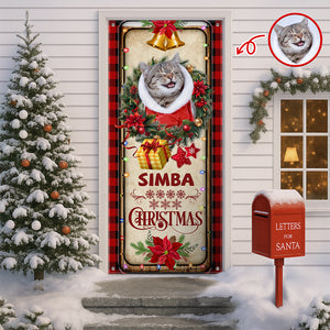 Custom Cat Photo Christmas Decoration Door Cover HO82 900262