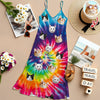 Custom Cat Photo Tie Dye Background Hawaii Cami Maxi Dress HO82 901980