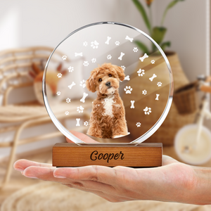 Custom Dog Photo With Bone For Dog Lover Round Acrylic Frame Block TH10 894065