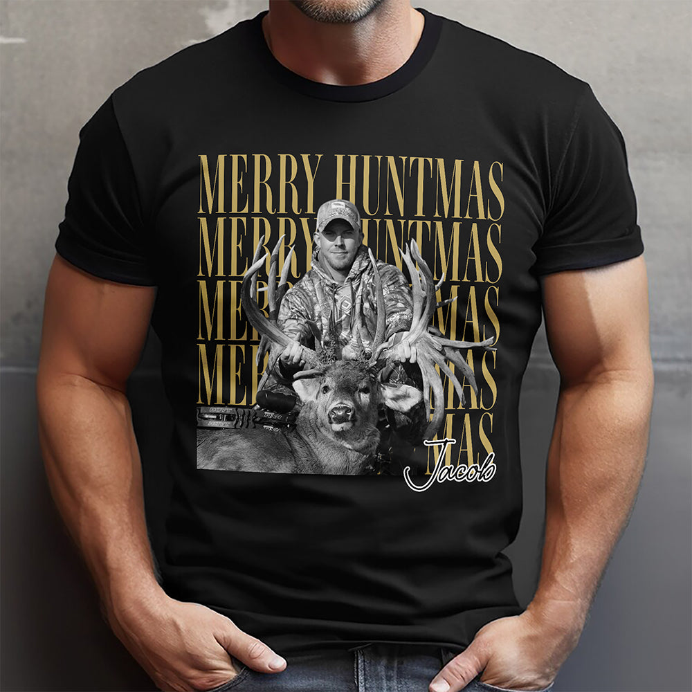 Personalized Vintage Photo Merry Huntmas Comfort Shirt Gift for Hunting Lovers HA75 922120