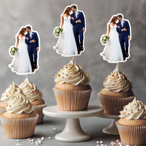 Custom Photo Happy Wedding Day Cupcake Toppers HO82 893638