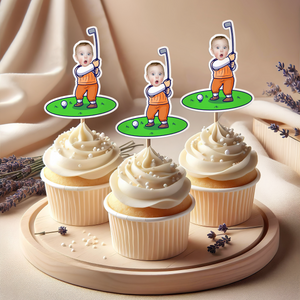 Custom Funny Face Golfer Cupcake Toppers Party Decoration HA75 892106