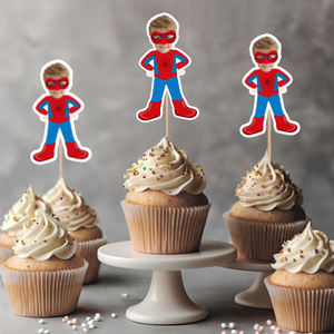 Custom Superheroes Photo Cupcake Toppers Peronalized Birthday Gift CH07 895348