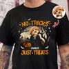 No Tricks Just Treats Custom Halloween Dog Photo Dark Shirt CH07 899450