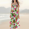 Custom Cat Photo Tropical Hawaii Style Personalized Women's V-Neck Cami Maxi Dress For Summer Holiday CH07 895674