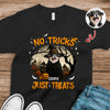 No Tricks Just Treats Custom Halloween Dog Photo Dark Shirt CH07 899450