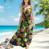 Custom Dog Photo Tropical Hawaii Style Personalized Women's V-Neck Cami Maxi Dress For Summer Holiday CH07 895672