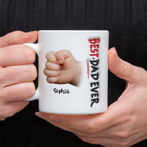 Custom Hand Photo Best Dad Ever White Mug N369 896451