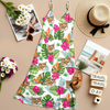Custom Cat Photo Tropical Hawaii Style Personalized Women's V-Neck Cami Maxi Dress For Summer Holiday CH07 895674