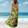 Custom Cat Photo Tropical Hawaii Style Personalized Women's V-Neck Cami Maxi Dress For Summer Holiday CH07 895674