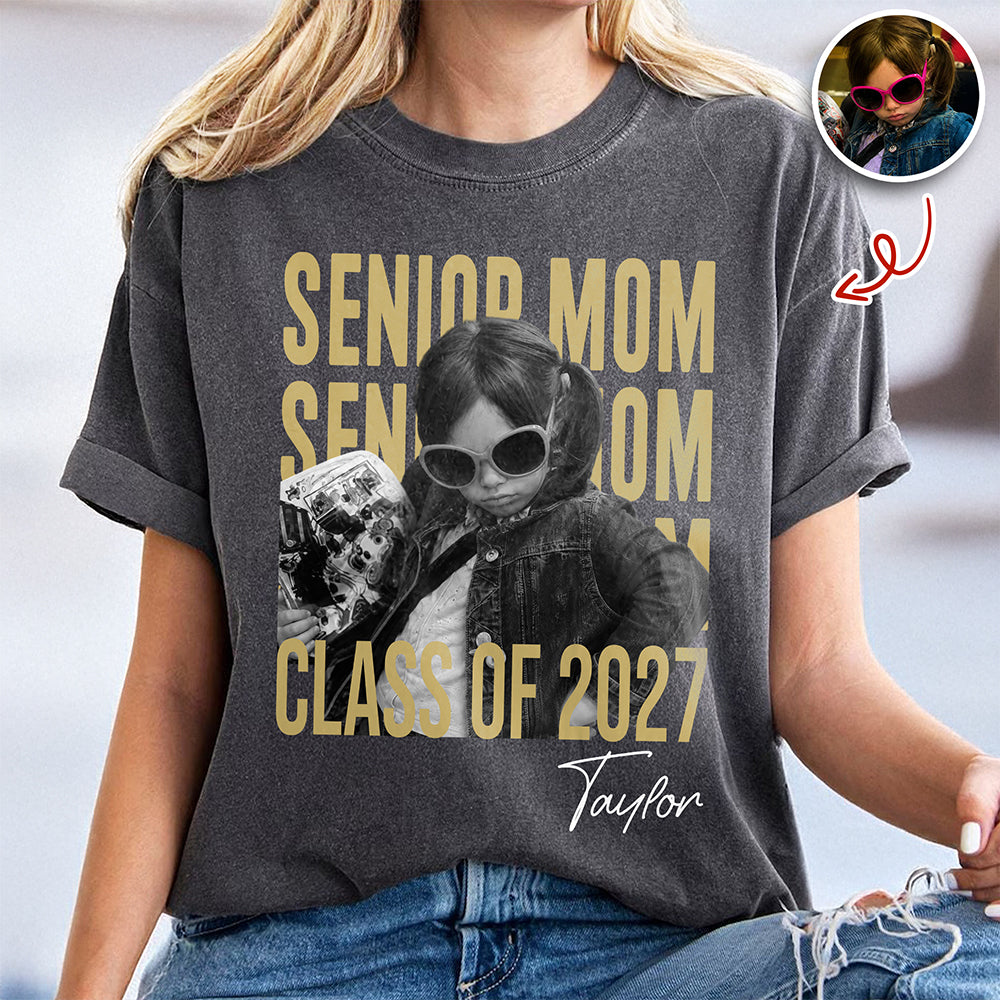 Custom Photo Senior Mom, Dad Class Of 2027 Vintage Comfort Shirt HA75 922006