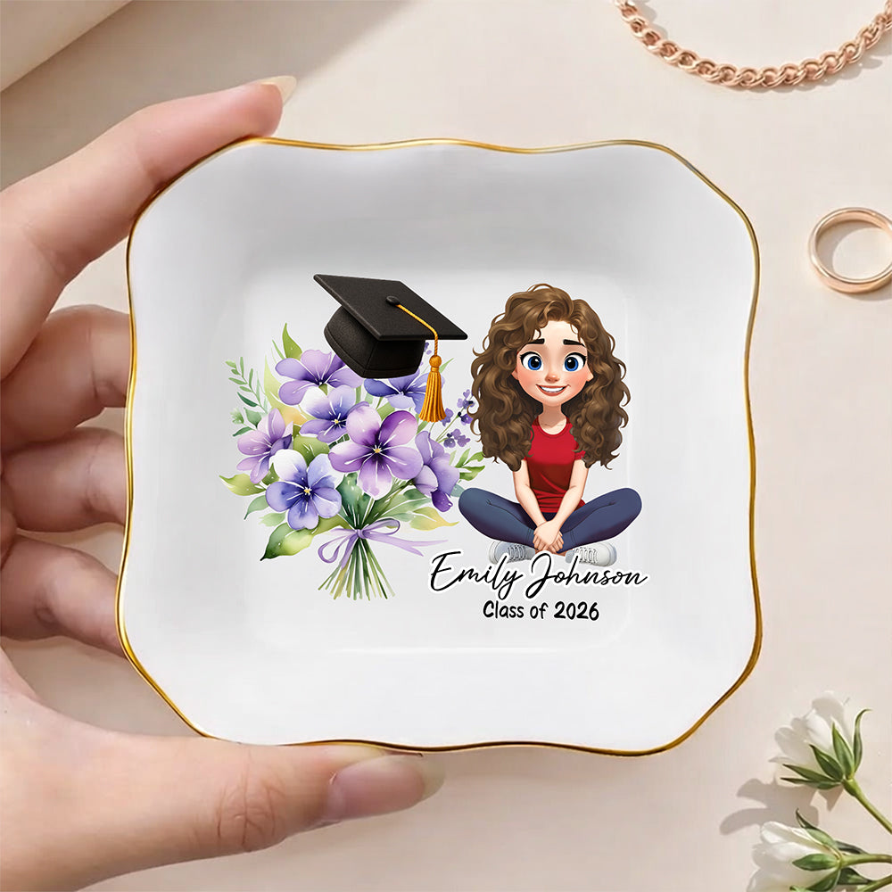 Personalized Birth Flower Class of 2026 Graduation Jewelry Dish HO82 901780