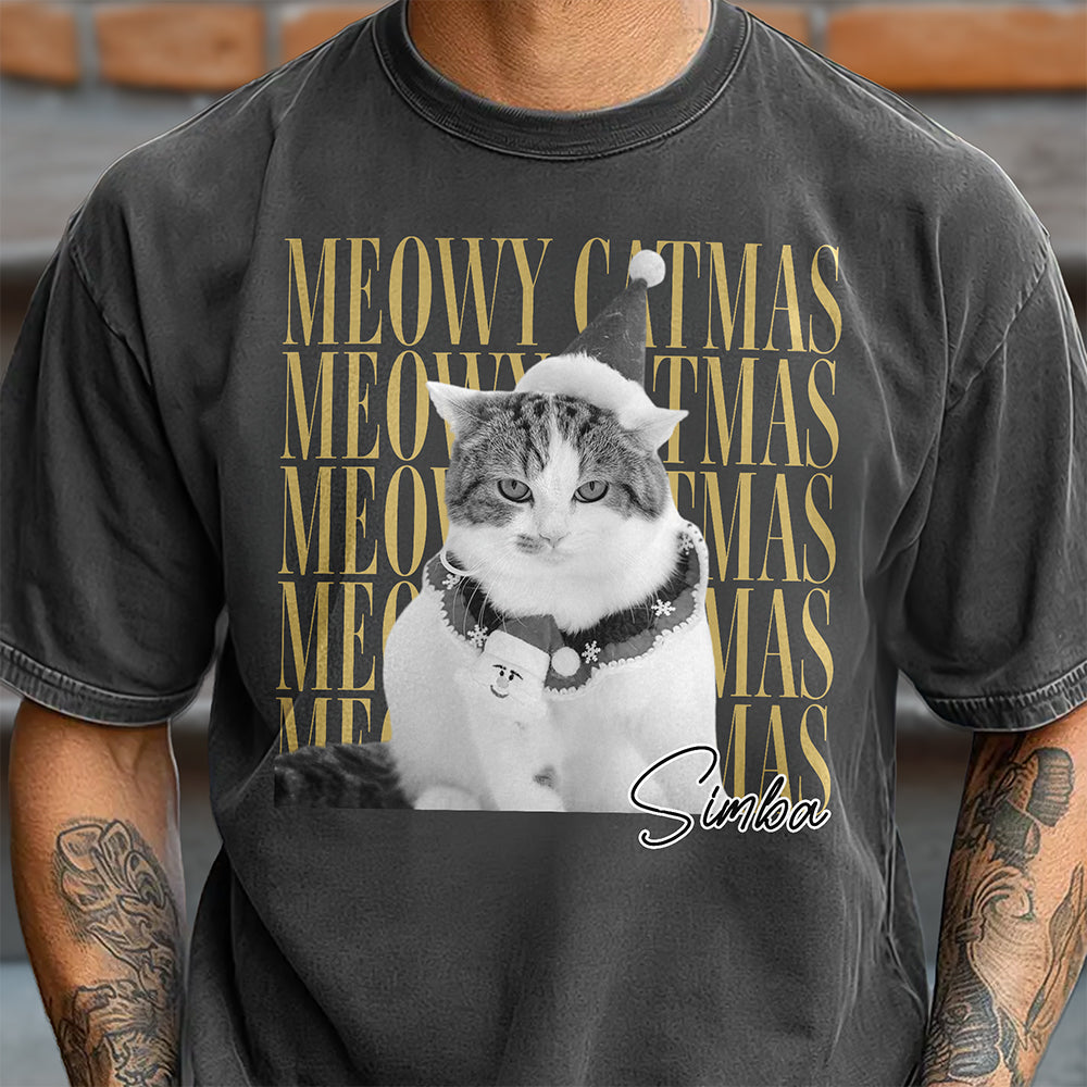 Personalized Vintage Dog Cat Photo Merry Christmas Comfort Shirt Gift For Cat Lovers HA75 922112