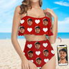 Custom Husband Face Bikini Swimsuit With Heart Pattern - Personalized Gift for Women LM32 899875