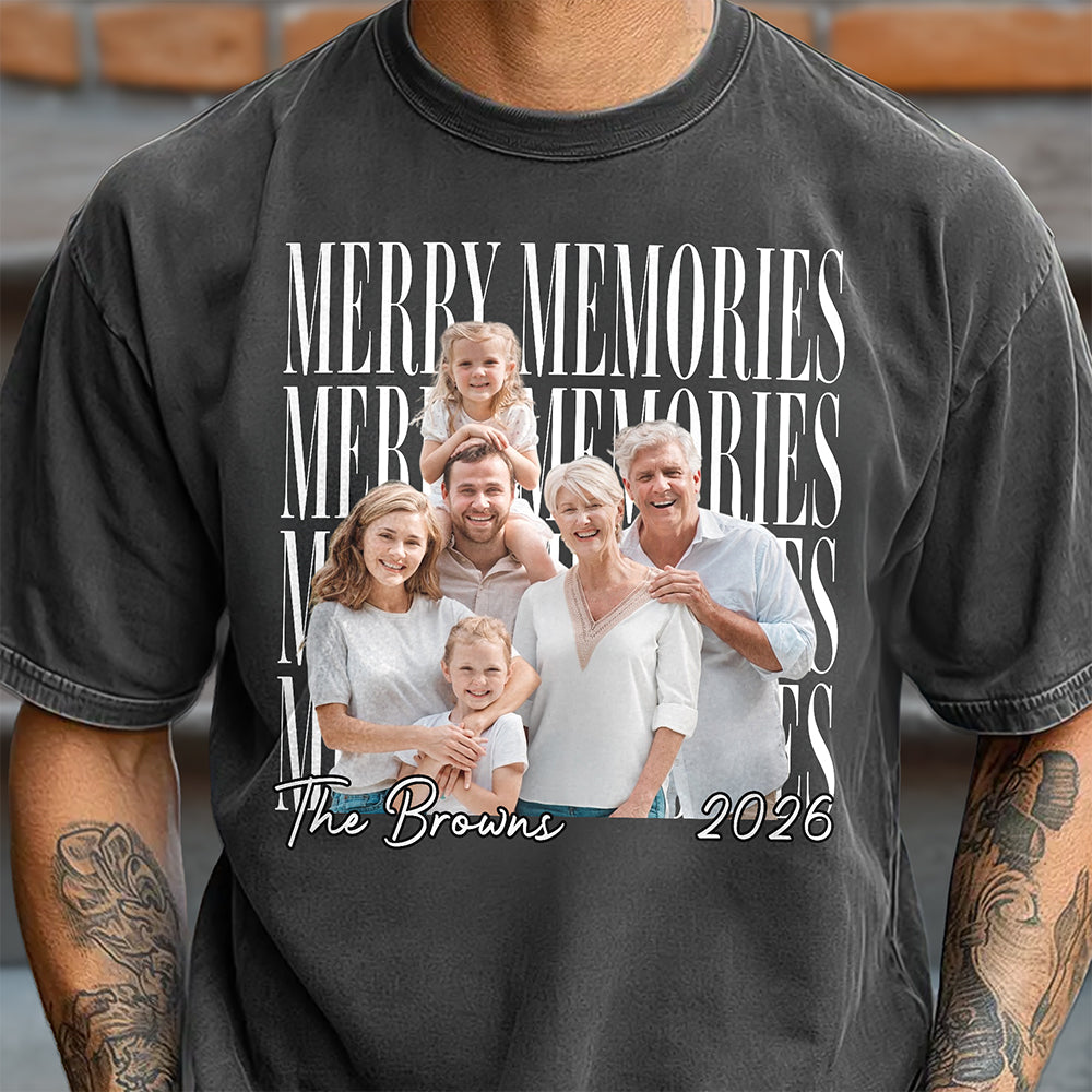 Custom Family Vintage Photo Merry Memories Comfort Shirt HA75 919368