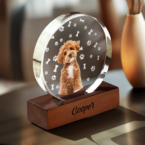 Custom Dog Photo With Bone For Dog Lover Round Acrylic Frame Block TH10 894065