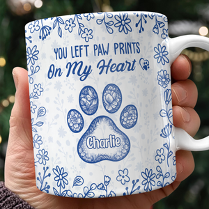 You Left Paw Prints On My Heart - Personalized Memorial Mug For Dog And Cat Lovers CH07 896996
