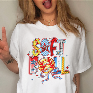 Brushstroke Softball Mom Coquette Family Bright Shirt HO82 893548