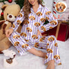 Custom Dog Photo With Stripe Personalized Satin Pajamas For Dog Lover HO82 900762