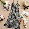 Custom Cat Photo Tropical Women's V-Neck Cami Maxi Dress HA75 892236