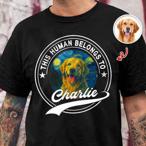 Custom Photo This Human Belongs To Dog Van Gogh Style Dark Shirt HA75 897216