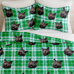 Custom Photo Cat With Christmas Pattern Quilt Bedding Set HA75 898230