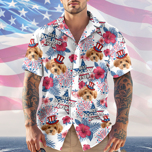 Custom Pet Photo Best Dog Dad Ever - Personalized Independence Day Hawaiian Shirt CH07 895774