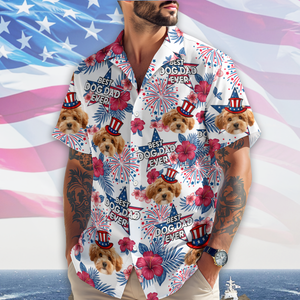 Custom Pet Photo Best Dog Dad Ever - Personalized Independence Day Hawaiian Shirt CH07 895774