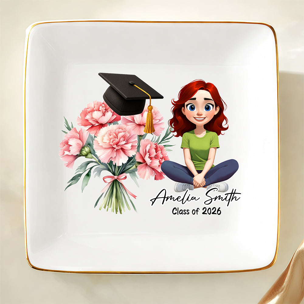 Personalized Birth Flower Class of 2026 Graduation Jewelry Dish HO82 901780