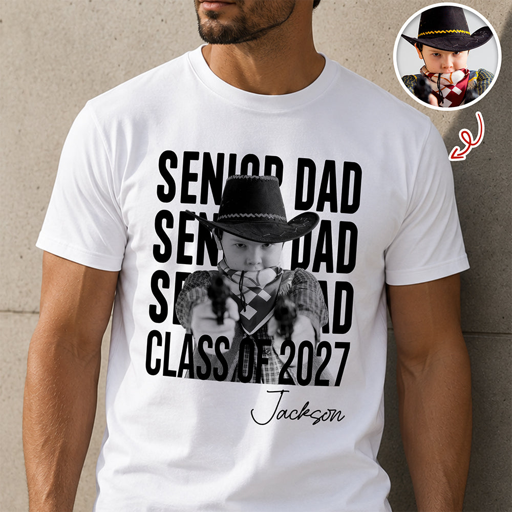 Custom Photo Senior Mom, Dad Class Of 2027 Vintage Comfort Shirt HA75 922006