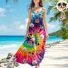 Custom Dog Photo Tie Dye Background Hawaii Cami Maxi Dress HO82 901982