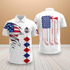Personalized Golf American Flag Polo Shirt, White Golf Texture American Flag, Patriotic Golf Gift For Men HO82 900826