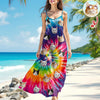 Custom Cat Photo Tie Dye Background Hawaii Cami Maxi Dress HO82 901980