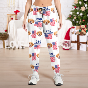 Custom Cute Dog Photo America 250 Years Of Freedom Sweatpants LM32 895849