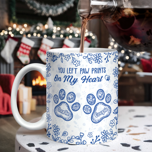 You Left Paw Prints On My Heart - Personalized Memorial Mug For Dog And Cat Lovers CH07 896996