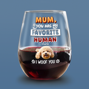 Custom Photo Mom, Dad You Are My Favorite Human Dog Wine Glass HA75 892056