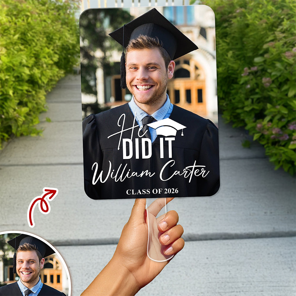 Custom Photo She Did It Class Of 2026 Graduation Face Fan For Party HO82 902256