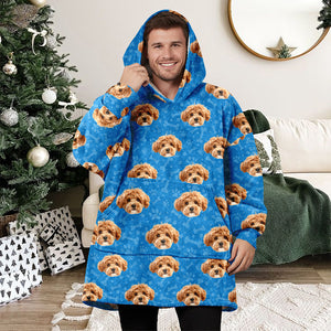 Custom Photo Dog Paw Pattern Hoodie Blanket HA75 898260