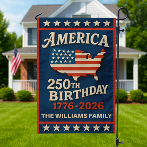 Custom Family Name Happy America 250th Birthday Garden Flag CH07 899598